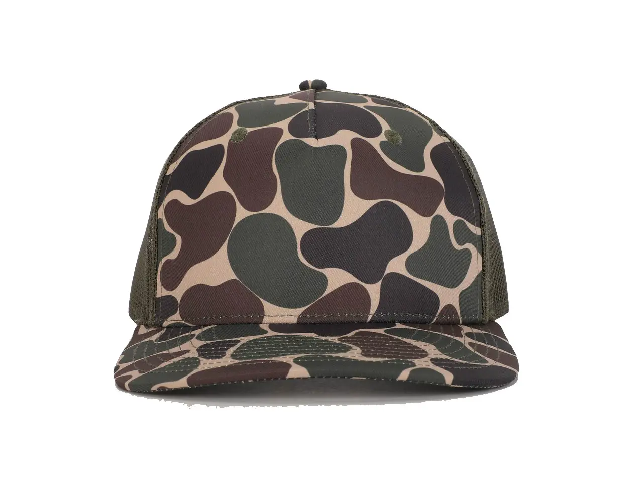 Vintage Rocky Mountain Green Ducks Camo 5 Panel Trucker Cap Custom Logo High Quality Hiphop Outdoor Perfect Gift for Him 1