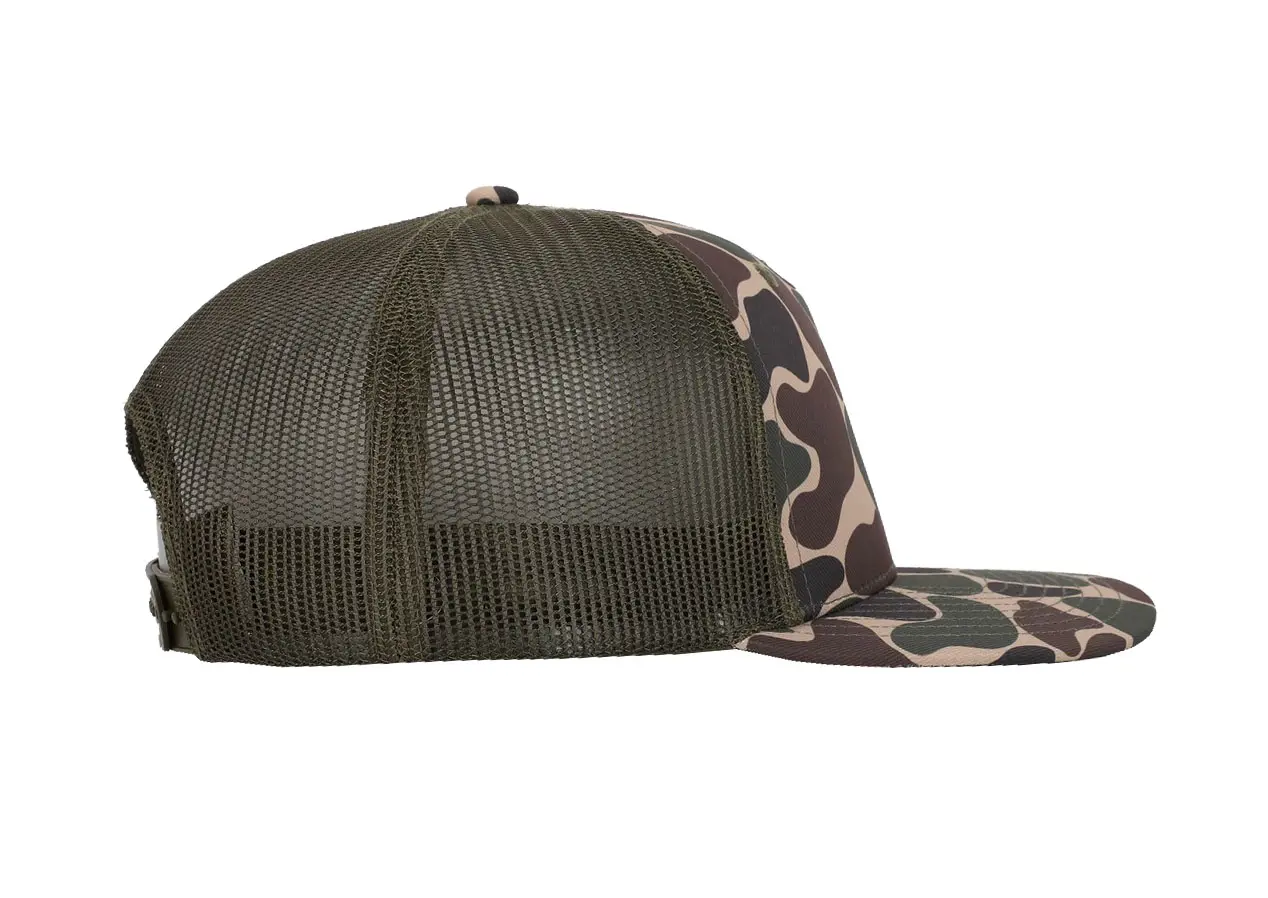 Vintage Rocky Mountain Green Ducks Camo 5 Panel Trucker Cap Custom Logo High Quality Hiphop Outdoor Perfect Gift for Him 4