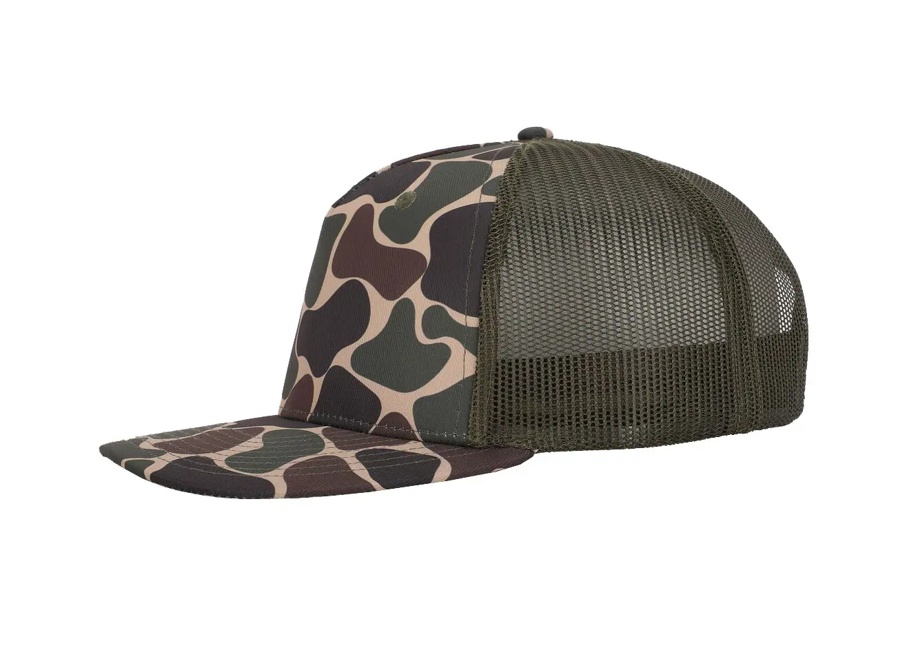 Vintage Rocky Mountain Green Ducks Camo 5 Panel Trucker Cap Custom Logo High Quality Hiphop Outdoor Perfect Gift for Him 3