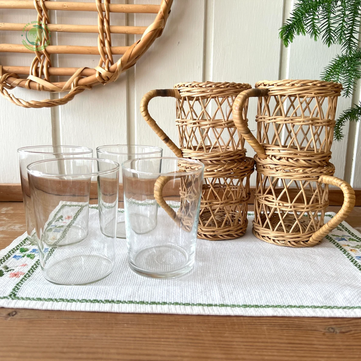 Vintage set of 4 Rattan Wicker Cup Made in Vietnam Eco friendly material used for Home decoration Table decoration Wholesale 6