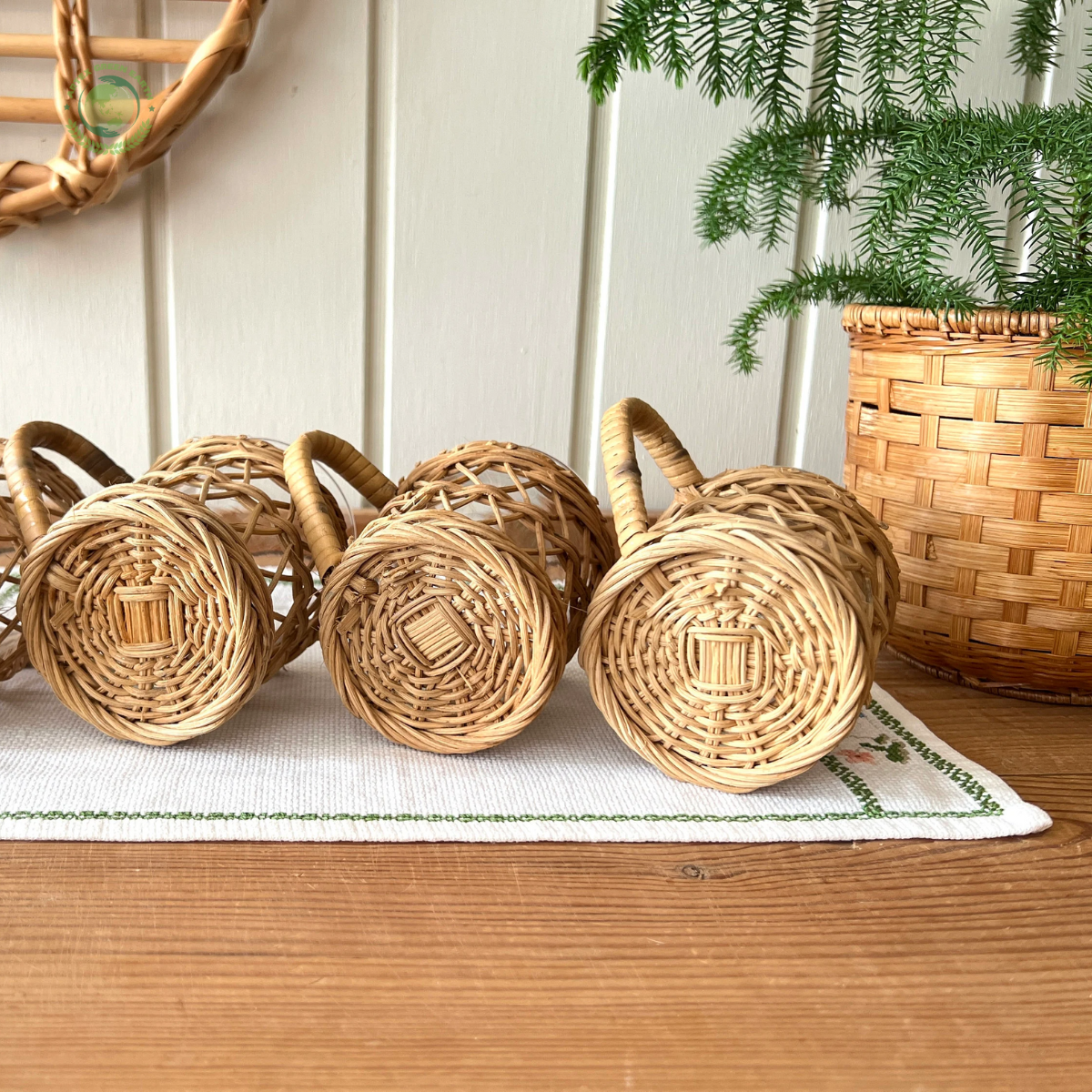 Vintage set of 4 Rattan Wicker Cup Made in Vietnam Eco friendly material used for Home decoration Table decoration Wholesale 3