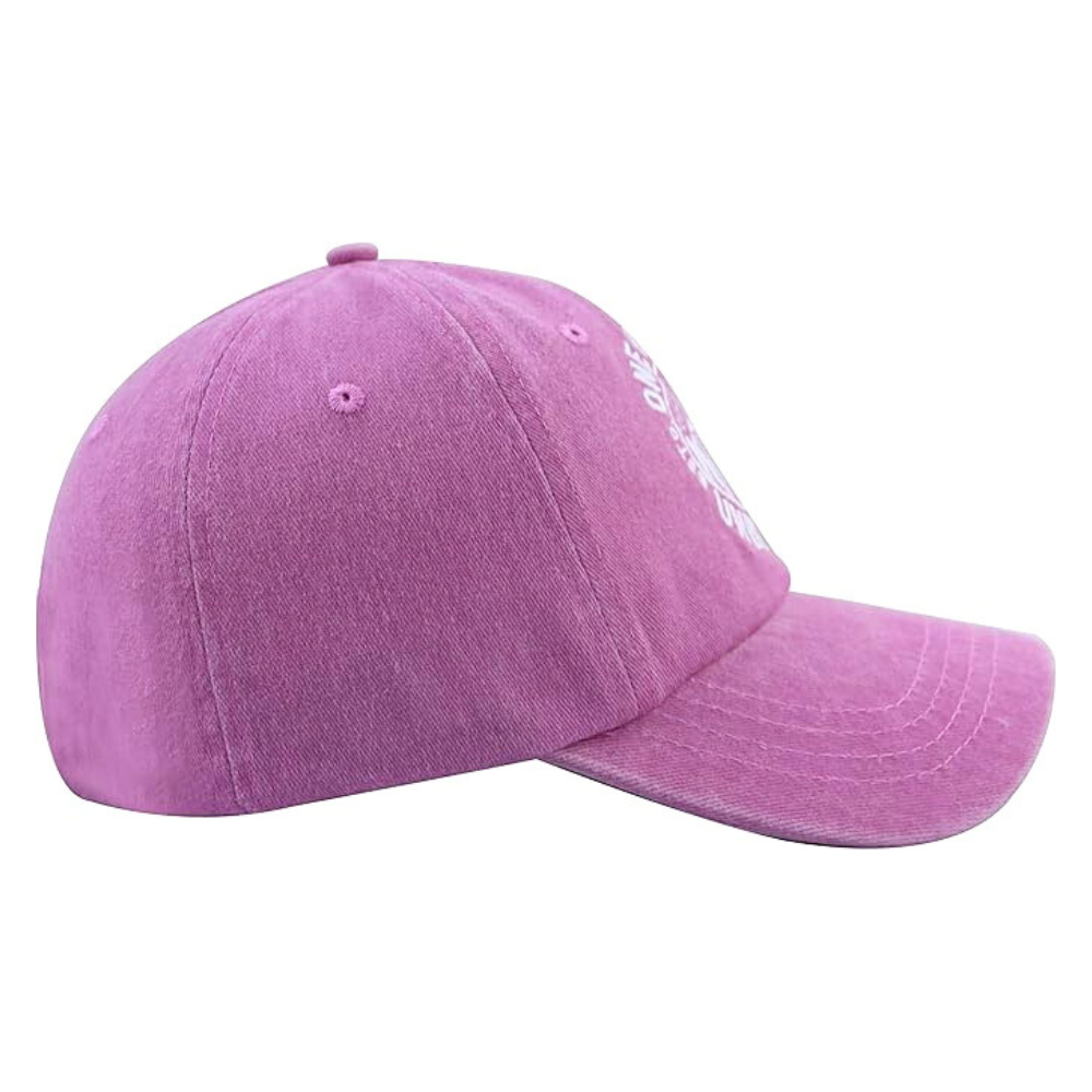 Vintage Washed Baseball Cap Hot Pink Custom Embroidery Logo on Front Side Structured/Unstructured Magic Sticker Tag on Sweatband 4