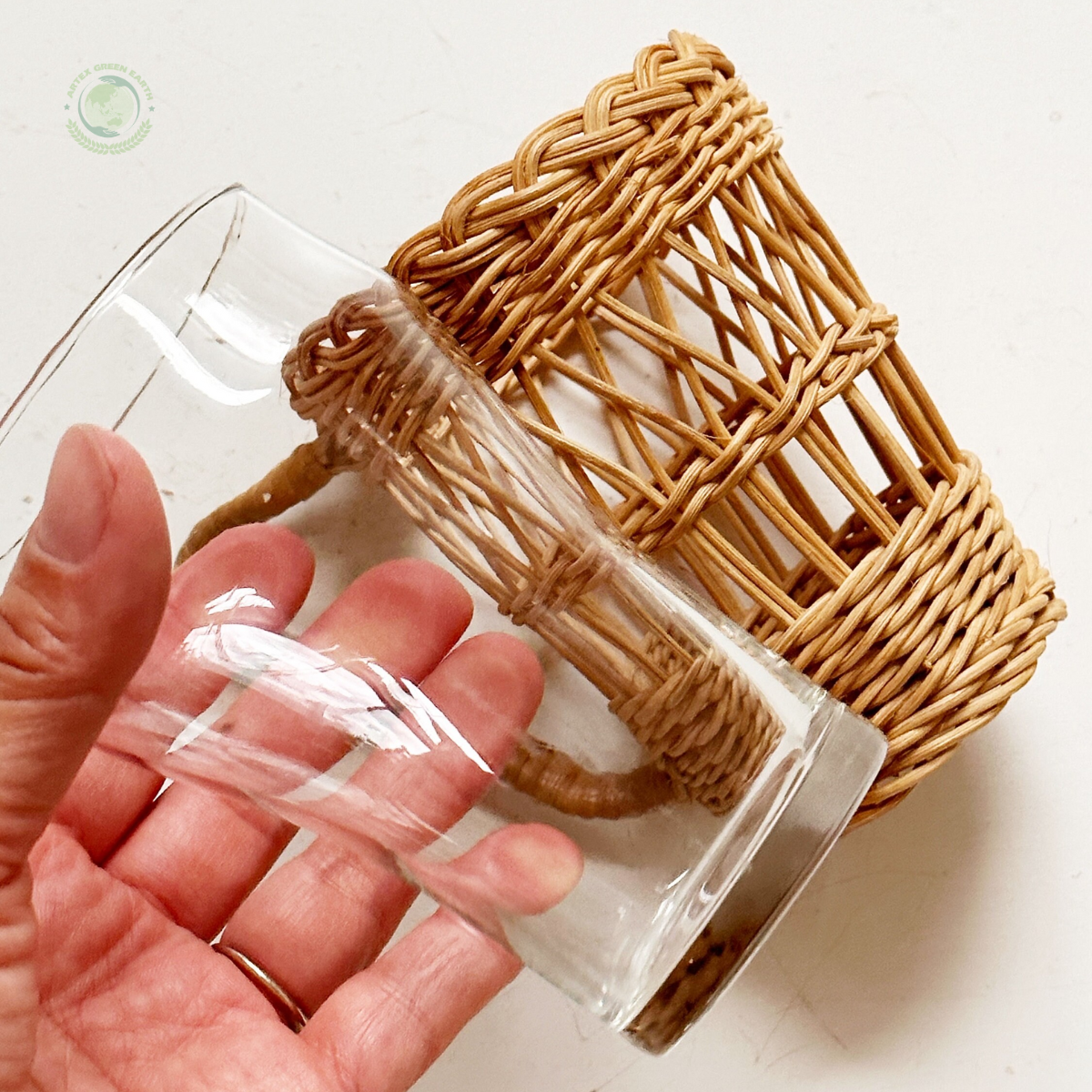 Vintage wicker rattan glass coffee mug Made in Vietnam Eco friendly material used for Home decoration Table decoration Wholesale 6