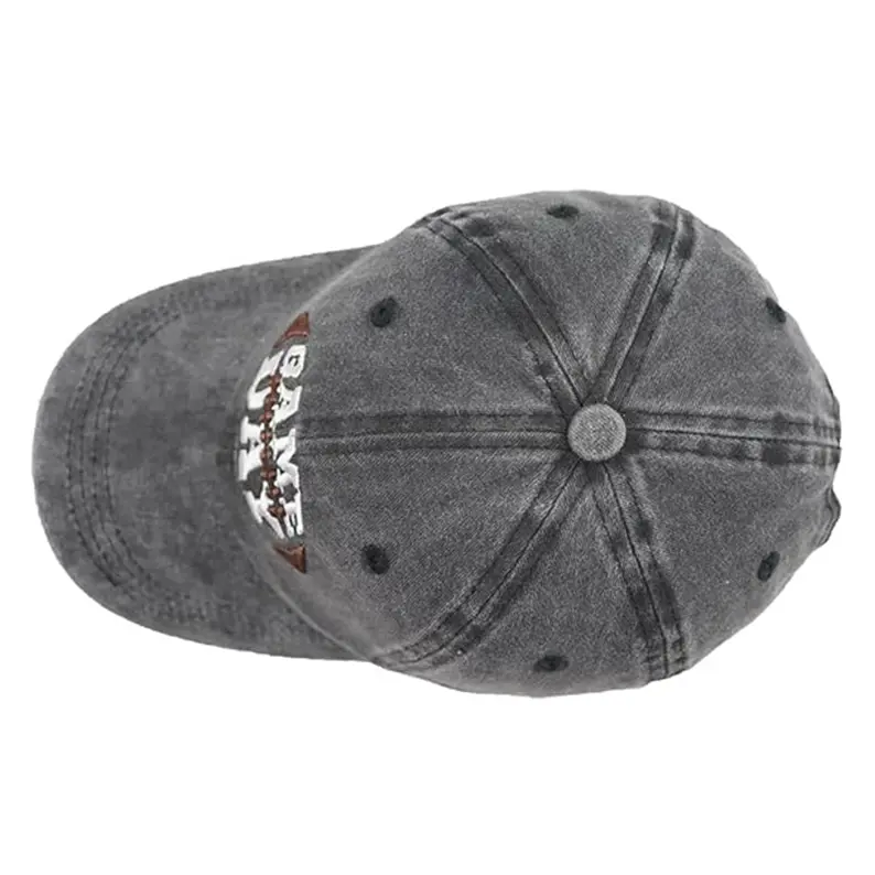 Washed Baseball Cap From Vietnam With Game Day Football Embroidered Logo Adjustable Cotton Hat For Team Spirit Outdoor Fans L01 4