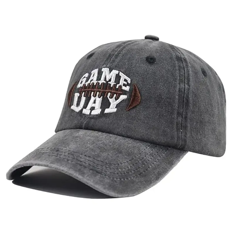 Washed Baseball Cap From Vietnam With Game Day Football Embroidered Logo Adjustable Cotton Hat For Team Spirit Outdoor Fans L01 3