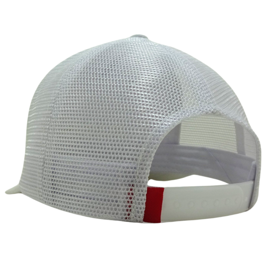White 3D Embroidered Snapback Trucker Hat Structured Letter Pattern Your Own Logo on Left Side Single Breasted Buckle Wholesale 7