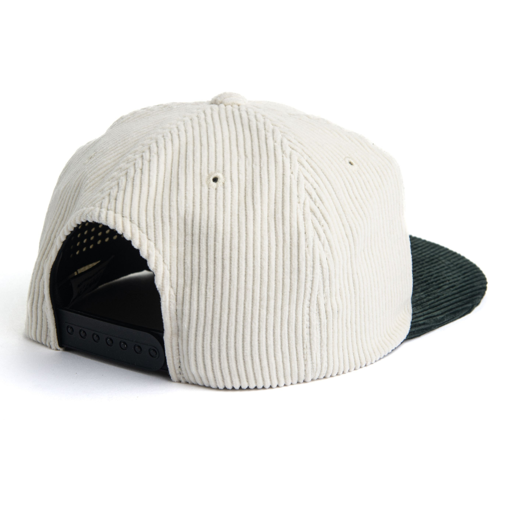 White/Green Corduroy Snapback 5 Panel Embroidered Mallard on Front Flat Brim Custom Structured/Unstructured Caps for All Ages 5