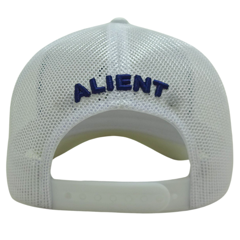 White Mesh Trucker Hat with Bold 3D Embroidery Logo Front Panel Curved Brim Label Inner Tape Caps Vietnam OEM Manufacturer 4