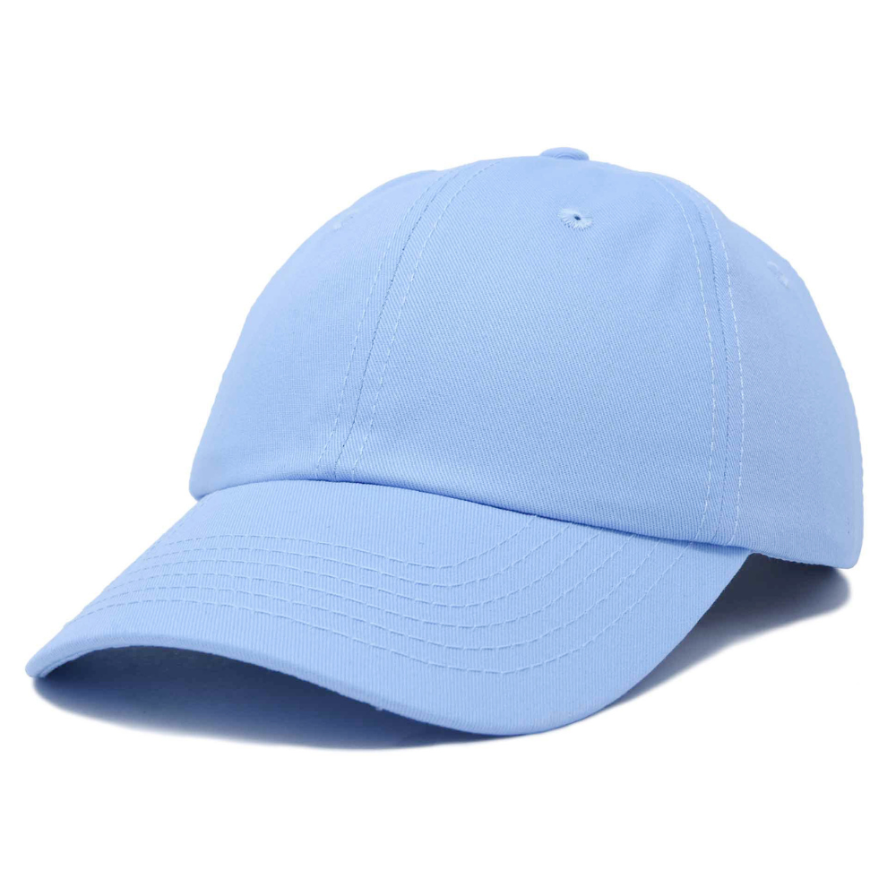 Wholesale 2D Embroidered Baseball Cap Baby Blue 6 Panel Unstructured Magic Sticker Men and Women All Ages for Brand Promotions 4