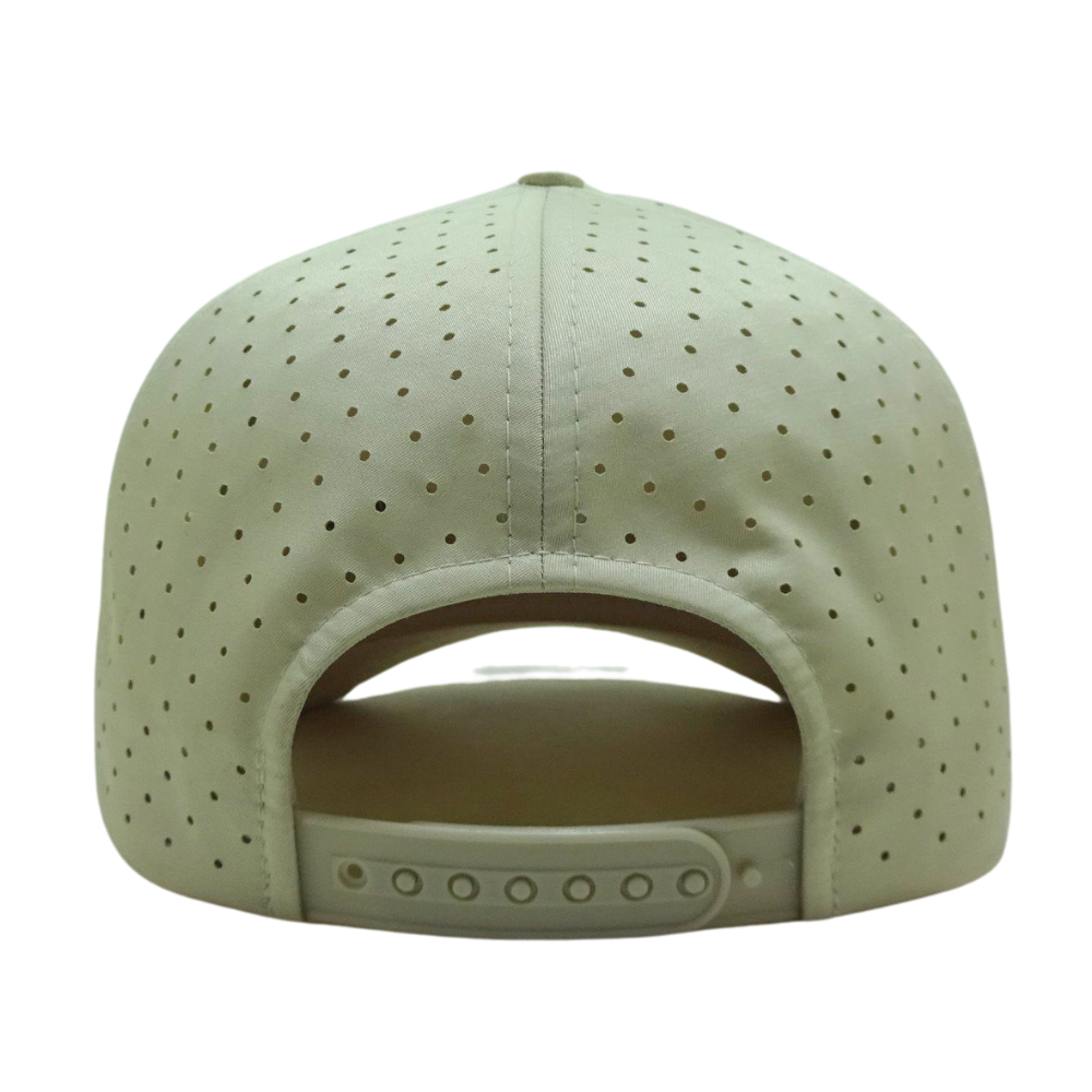 Wholesale 5 Panel Custom 3D Embroidery Logo Waterproof Laser Cut Hole Perforated Cap With Rope Semi Curved for Your Brand 7