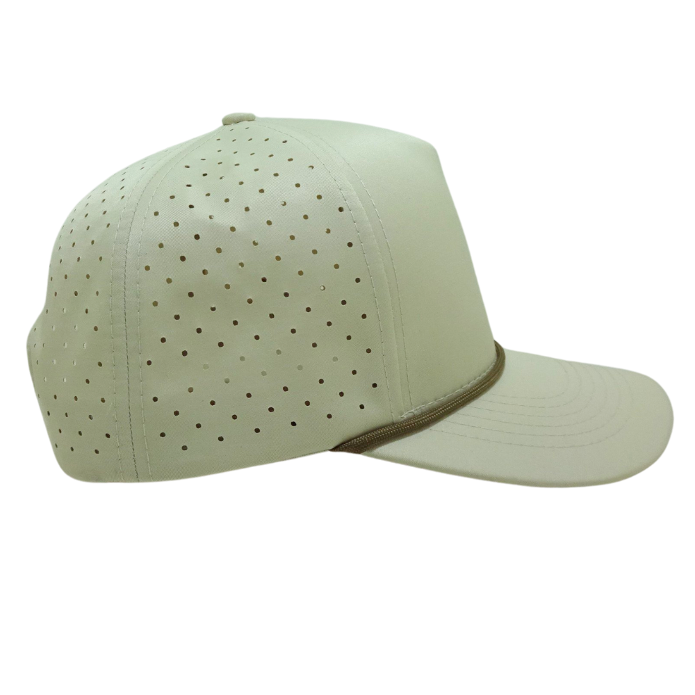 Wholesale 5 Panel Custom 3D Embroidery Logo Waterproof Laser Cut Hole Perforated Cap With Rope Semi Curved for Your Brand 5