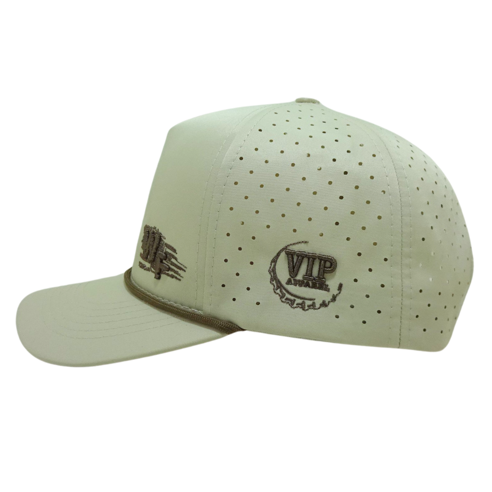 Wholesale 5 Panel Custom 3D Embroidery Logo Waterproof Laser Cut Hole Perforated Cap With Rope Semi Curved for Your Brand 4