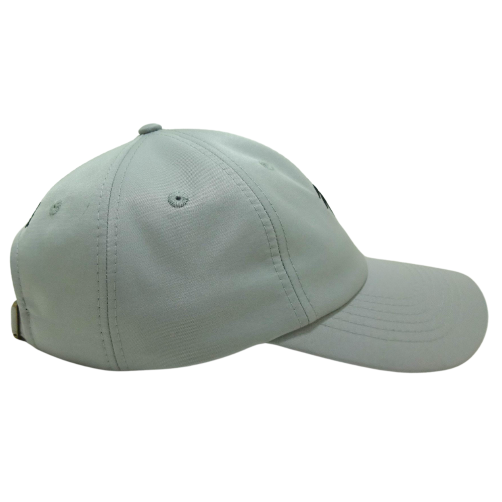 Wholesale 6 Panel Baseball Cap Custom Flat 2D Embroidered Coconut Tree on Front Side and Logo on Back Gray Color Mental Buckle 5