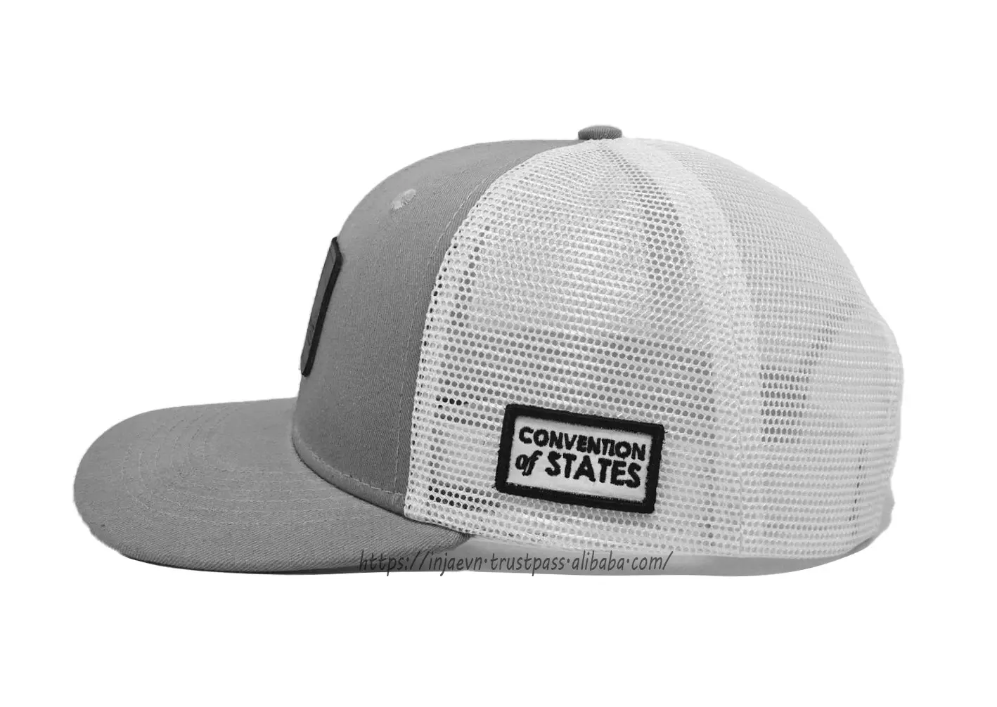 Wholesale 6-Panel Custom Leather Patch Logo High Quality Grey Color Trucker Hat for Men in Vietnam Factory 3