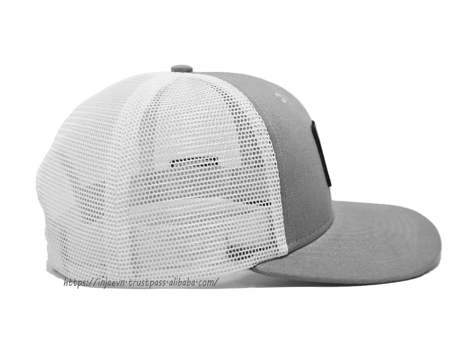 Wholesale 6-Panel Custom Leather Patch Logo High Quality Grey Color Trucker Hat for Men in Vietnam Factory 4