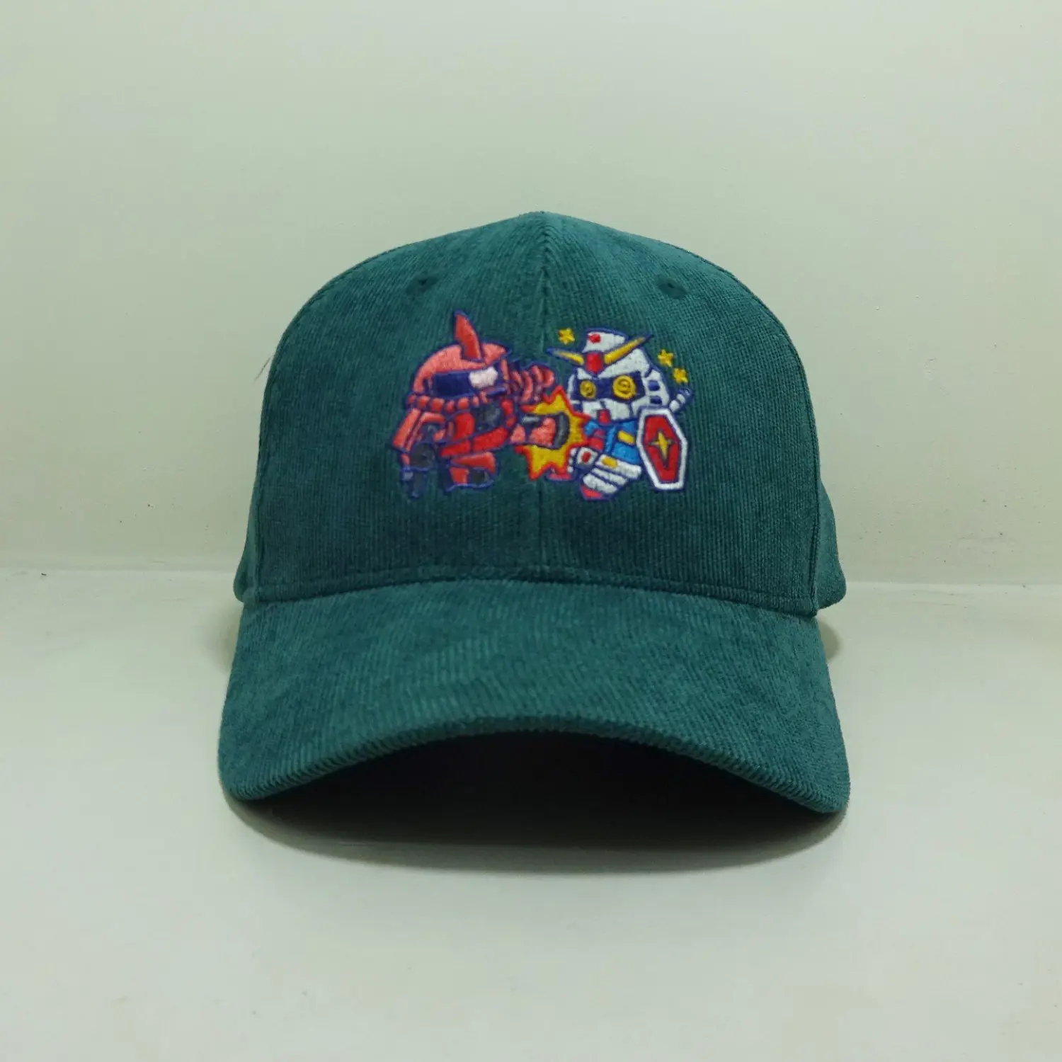 Wholesale 6 Panel Green Embroidery Corduroy Baseball Cap for Man and Woman 2