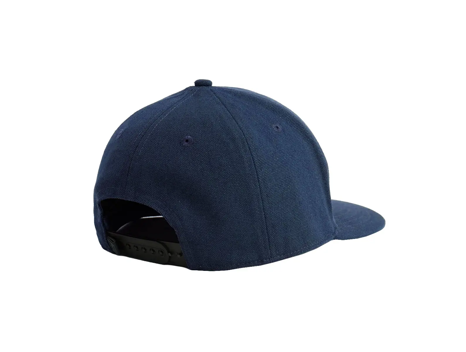 Wholesale 6 Panel Navy Blue Snapback Cap with Custom Logo High Quality Canvas Fabric Plastic Buckle Adjustable Snapback Cap 4
