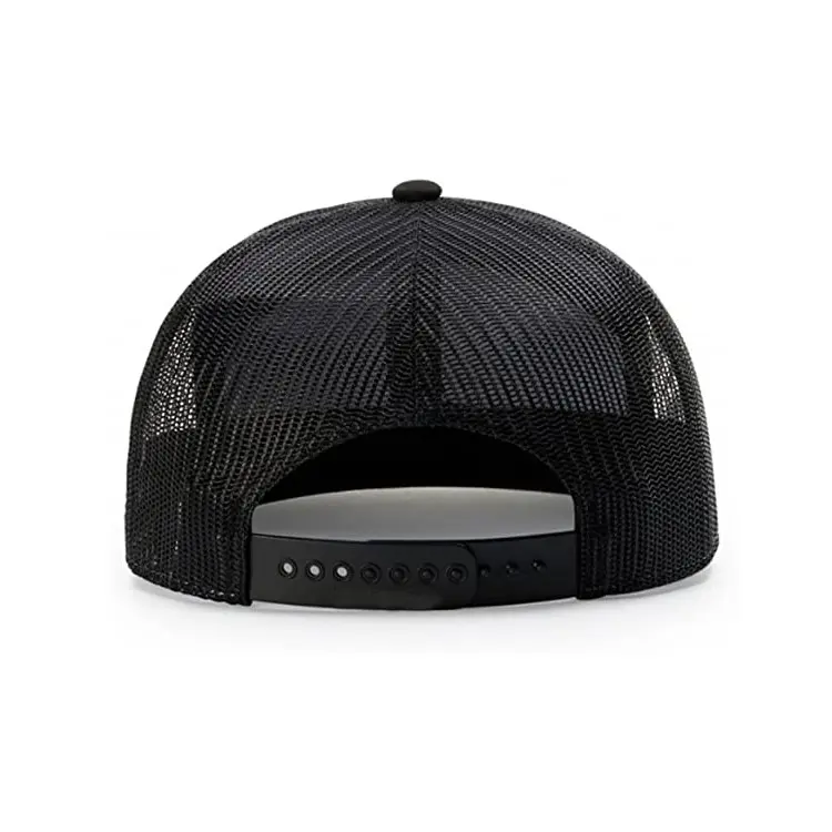 Wholesale 7-Panel Flat Brim Custom Logo High Quality Various Color Medium Profile Mesh Back Adjustable High Fashion Trucker Hat 6