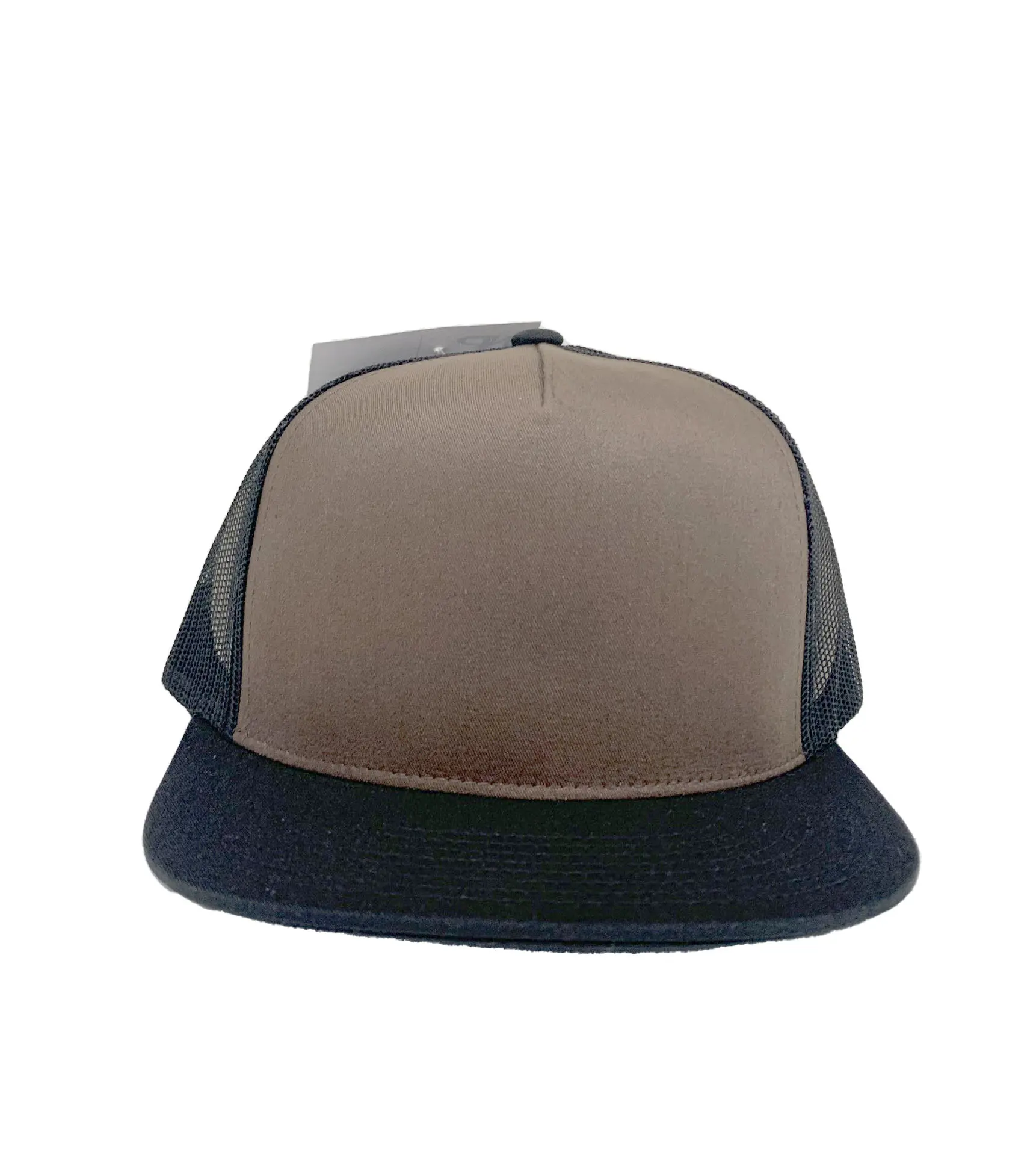 Wholesale Blank Cap High Profile Black Brown Color Polyester Structured Trucker Hat High Quality Flat Brim Cap Vietnam Factory 1