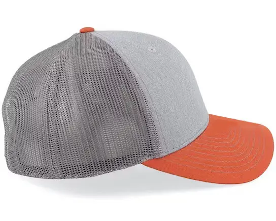 Wholesale Blank Trucker Hat Custom Logo Mix Grey/Dark Orange Color Hot Products Gorras High Quality Curved Brim Trucker Hat 3