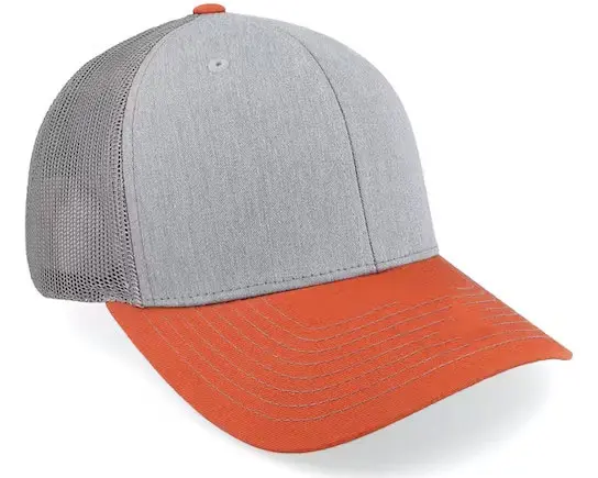 Wholesale Blank Trucker Hat Custom Logo Mix Grey/Dark Orange Color Hot Products Gorras High Quality Curved Brim Trucker Hat 2