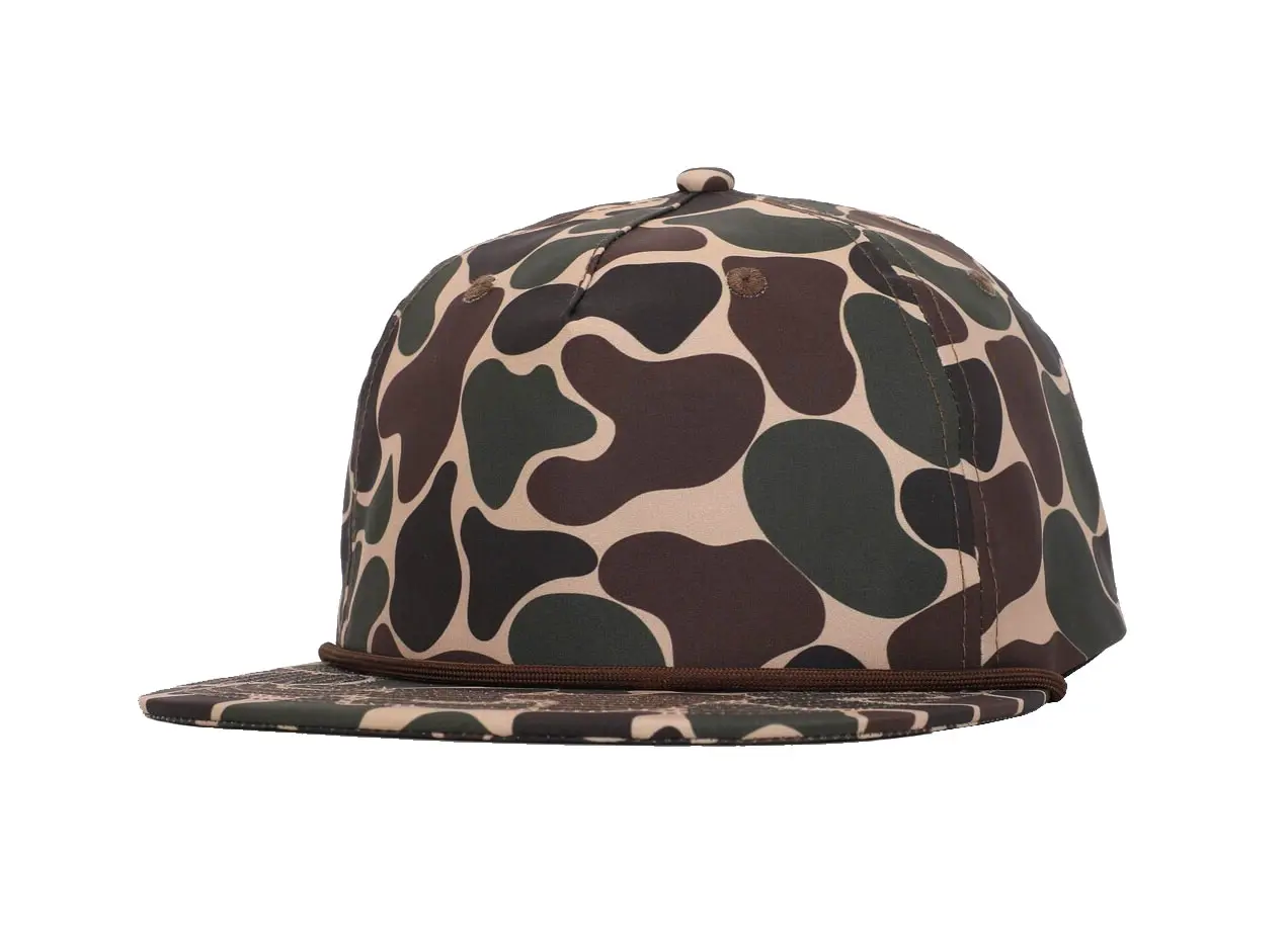 Wholesale Brown Ducks Camo Snapback Cap with Rope Adjustable 5-Panel Flat Brim High Quality Hiphop Fashion Snapback Cap for Man 2