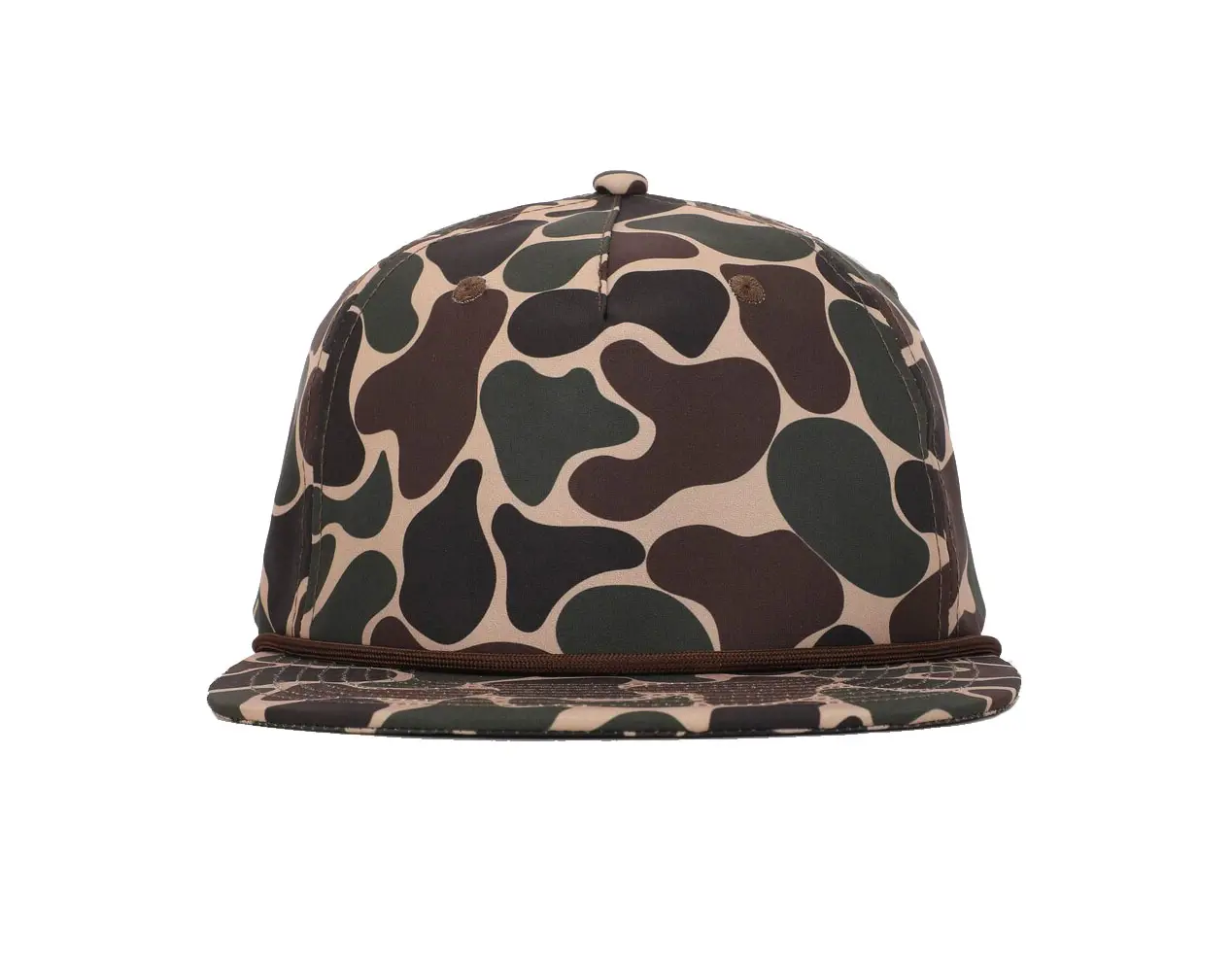 Wholesale Brown Ducks Camo Snapback Cap with Rope Adjustable 5-Panel Flat Brim High Quality Hiphop Fashion Snapback Cap for Man 1