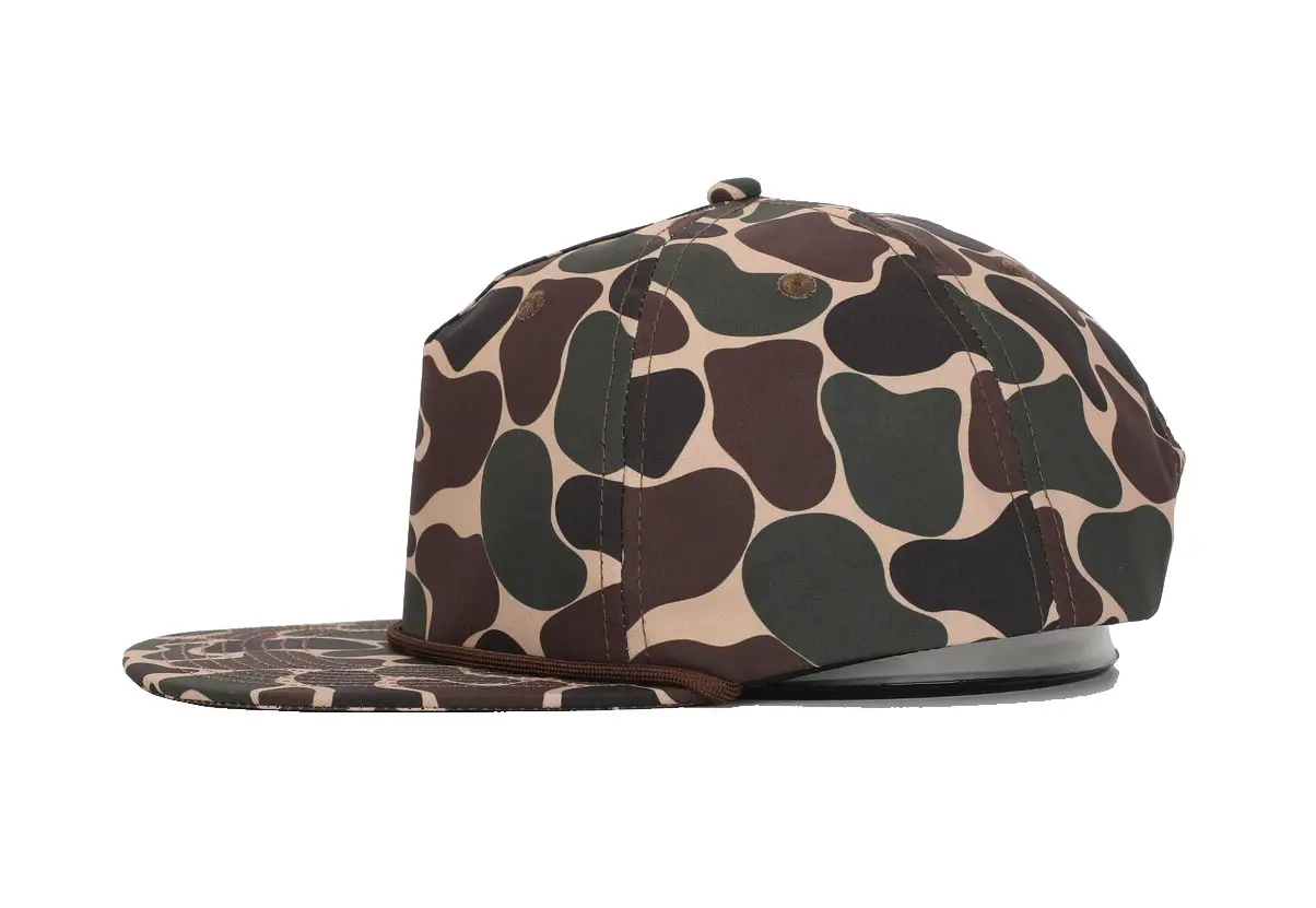 Wholesale Brown Ducks Camo Snapback Cap with Rope Adjustable 5-Panel Flat Brim High Quality Hiphop Fashion Snapback Cap for Man 4