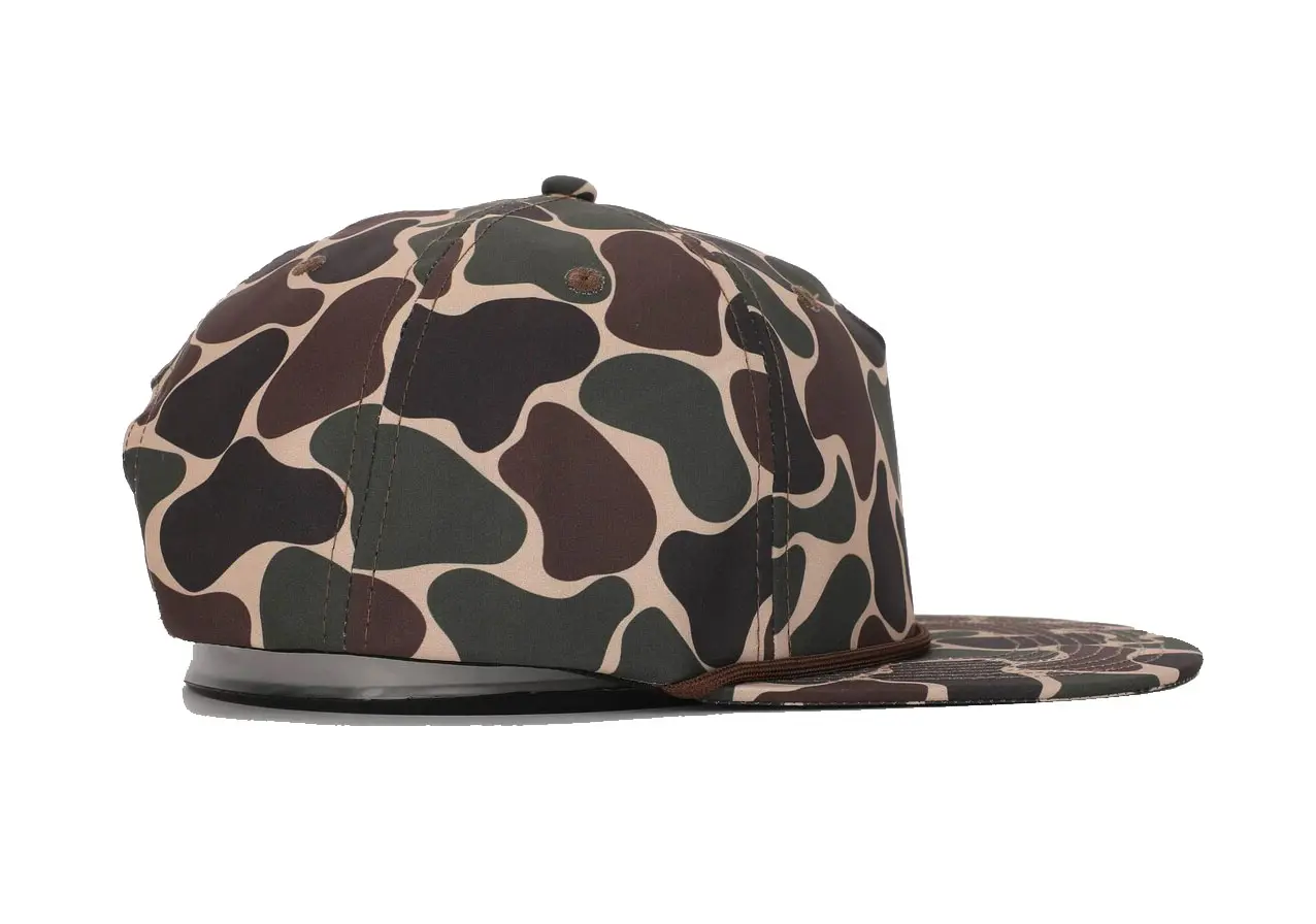 Wholesale Brown Ducks Camo Snapback Cap with Rope Adjustable 5-Panel Flat Brim High Quality Hiphop Fashion Snapback Cap for Man 3