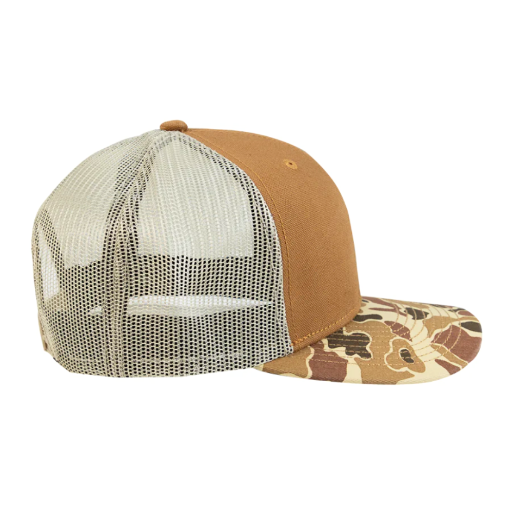 Wholesale Camel Camouflage Trucker Hat 6 Panel Structured Caps Embroidered Logo Patch on Front Tag on Snapback Closure Men Women 5
