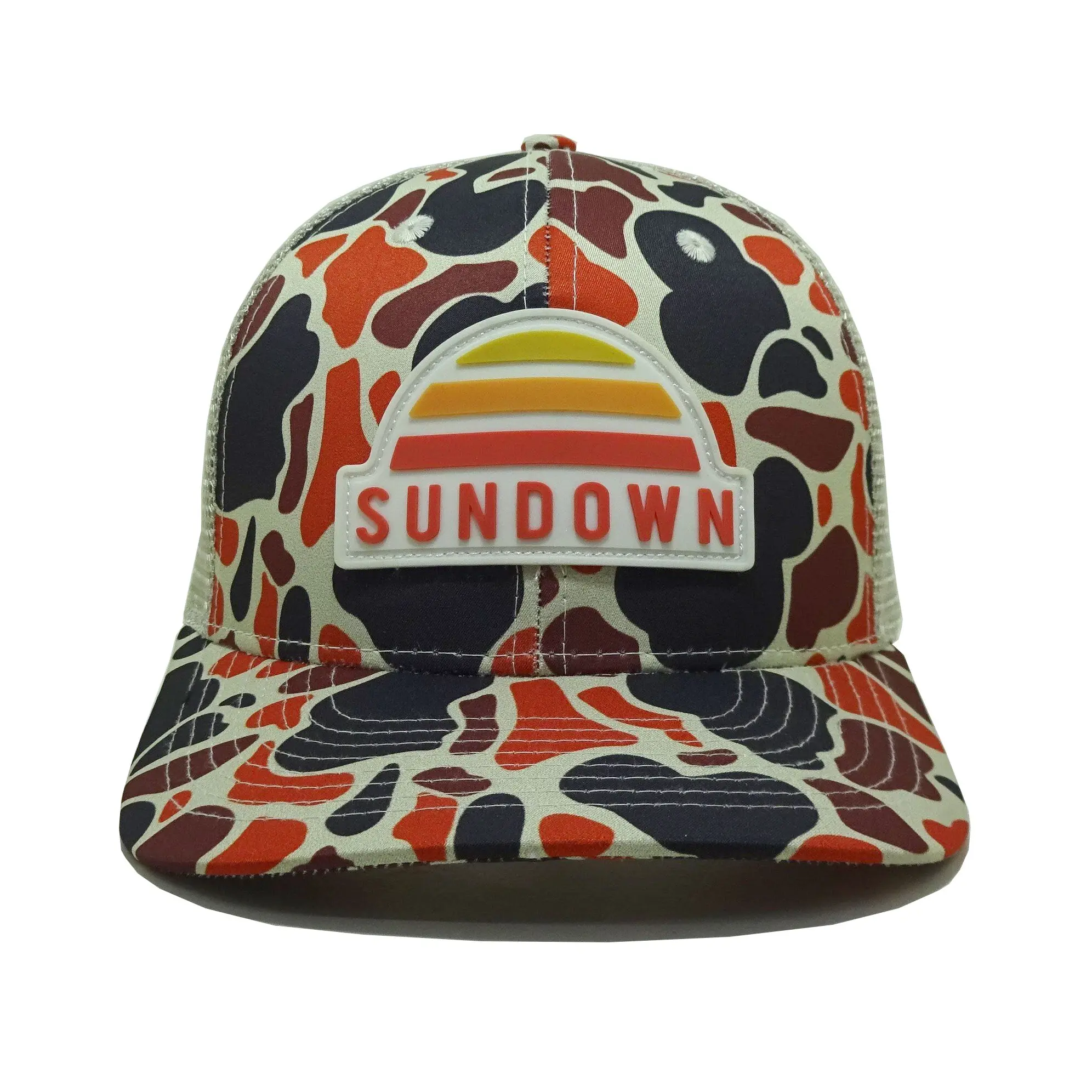 Wholesale Camo Printing Trucker Hat With PVC Custom Logo Design Sport Dad Hats Snapback Promotional Caps Vietnam