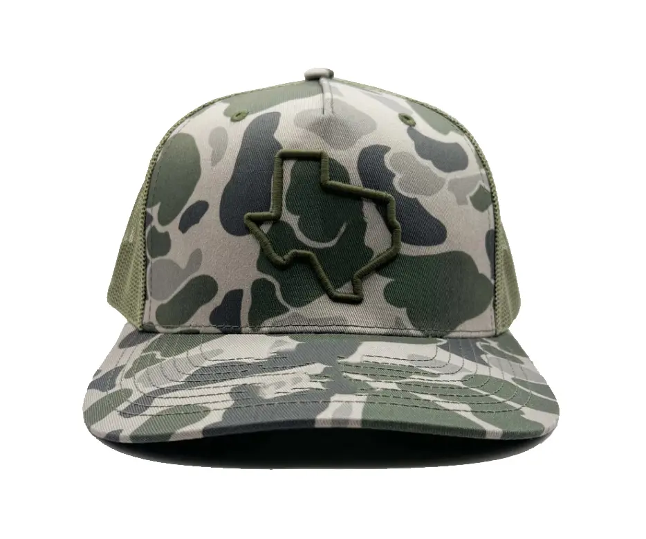 Wholesale Camo Trucker Hat Custom Logo High Quality Adjustable Plastic Buckle Mesh Back Trucker Hat Cap for Man Snapback Cap 1