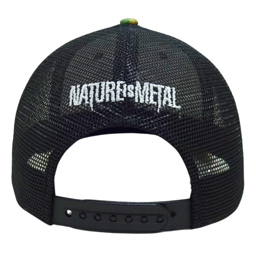 Wholesale Camouflage Leather Logo Patch 6 Panel Trucker Cap Black Mesh Contrast Stitching Thread Single Breasted Buckle All Ages 7