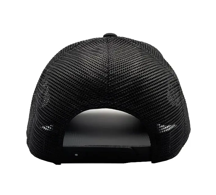Wholesale Caps Hats Woven Patch Logo 6-Panel Curved Brim High Quality Black Color Medium Profile Trucker Hats Snapback Cap 6