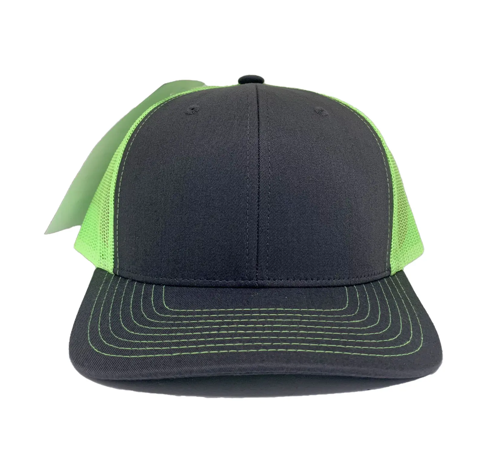 Wholesale Charcoal/ Neon Green Custom Caps Plain Trucker Hats with Custom Color and Low MOQ in Vietnam Gorras Men Caps 1