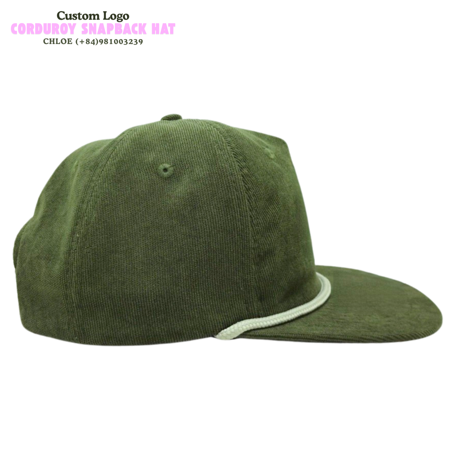 Wholesale Custom 3D Embroidery Logo Unstructured Corduroy Snapback Caps for Outdoor Activities for Hiking Casual 4