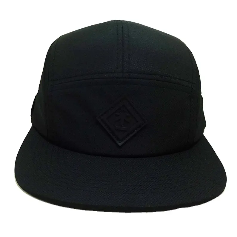 Wholesale Custom 5 Panel Camp Caps Snapback With Rubber Patch Running Hat Curved Brim Gorras Vietnam Made Sports Streetwear L01 2