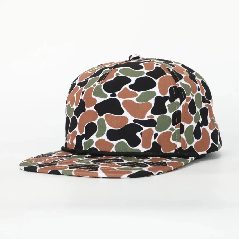 Wholesale Custom Ducks Camo Snapback Cap with Black Rope High Quality Cloud Camouflage Hat Plastic Snap Running Sports Cap 4