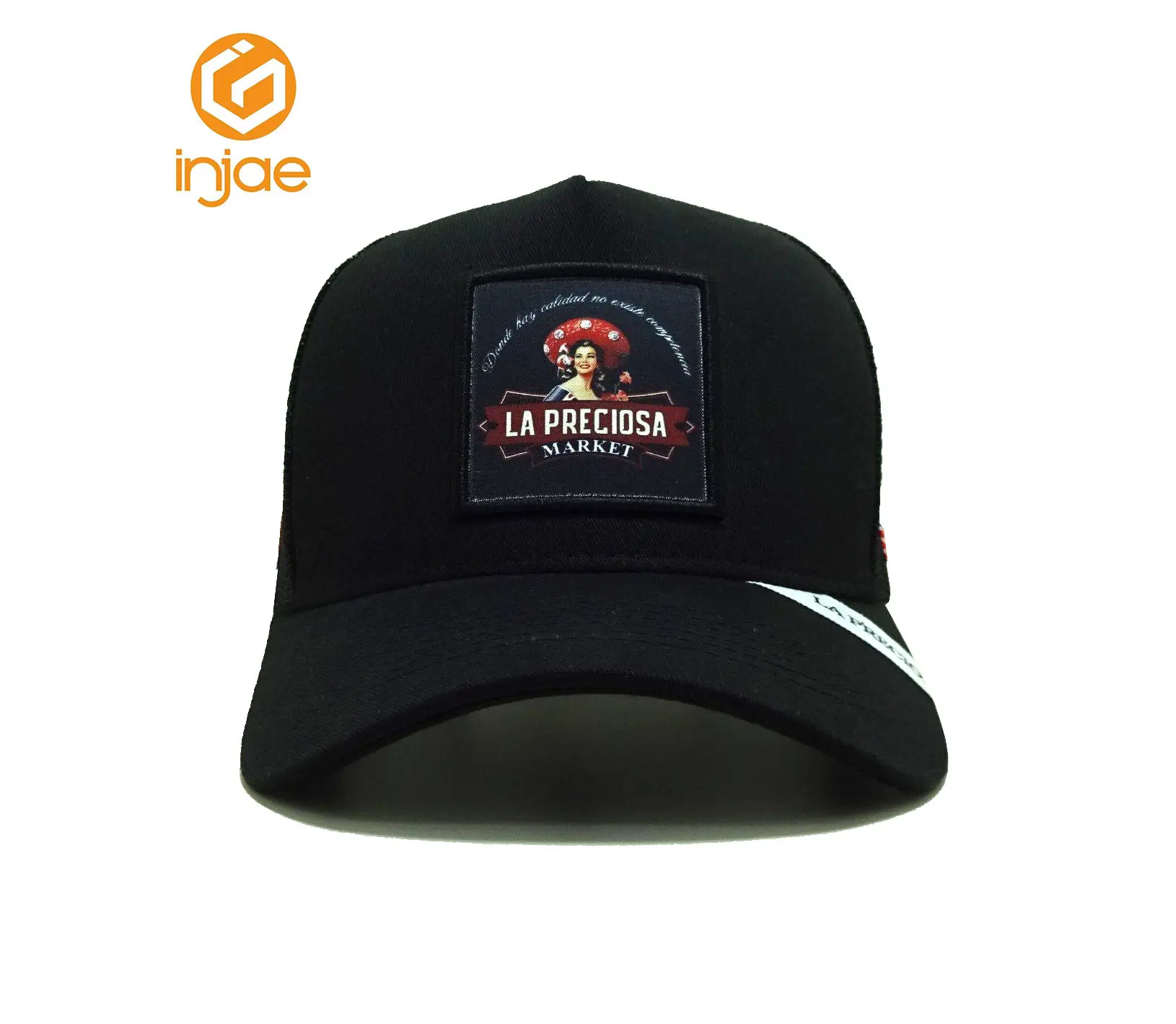 Wholesale Custom High Quality Woven Patch Logo 5 Panel Trucker Hat HipHop New Design Cotton Sports Cap for Unisex 1
