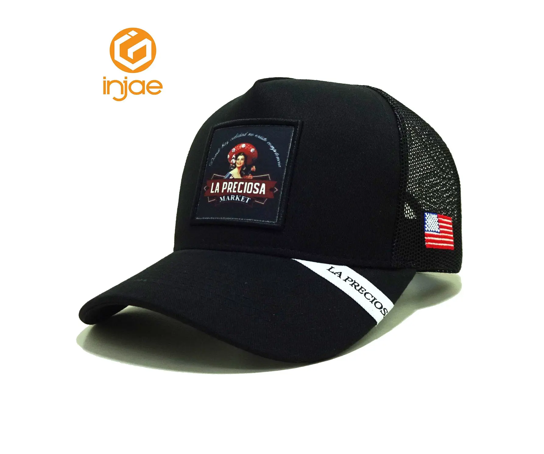 Wholesale Custom High Quality Woven Patch Logo 5 Panel Trucker Hat HipHop New Design Cotton Sports Cap for Unisex 2