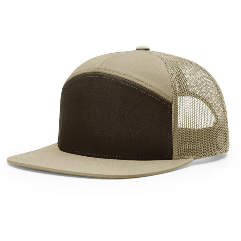 Wholesale Custom Leather Logo Patch 7 Panel Ri 168 Trucker Hat Single Breasted Buckle Hat Kaki Black for Men Women High Quality 5