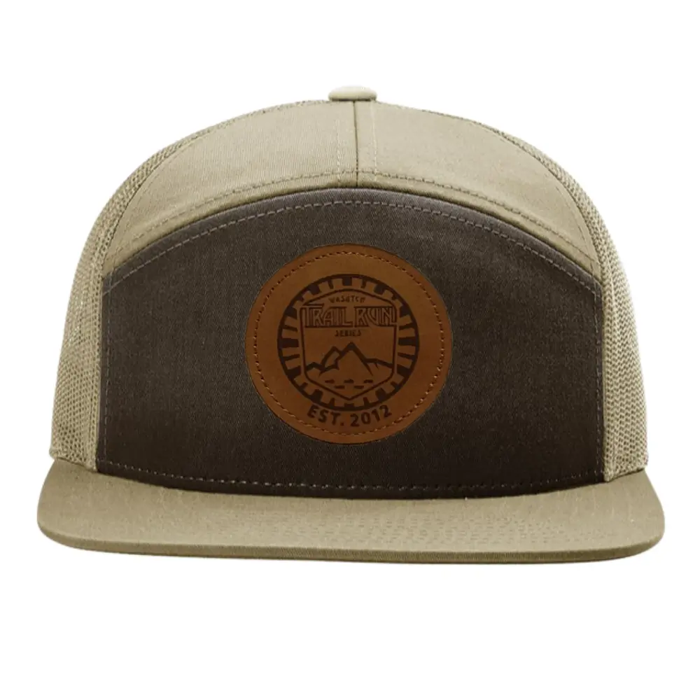 Wholesale Custom Leather Logo Patch 7 Panel Ri 168 Trucker Hat Single Breasted Buckle Hat Kaki Black for Men Women High Quality 4