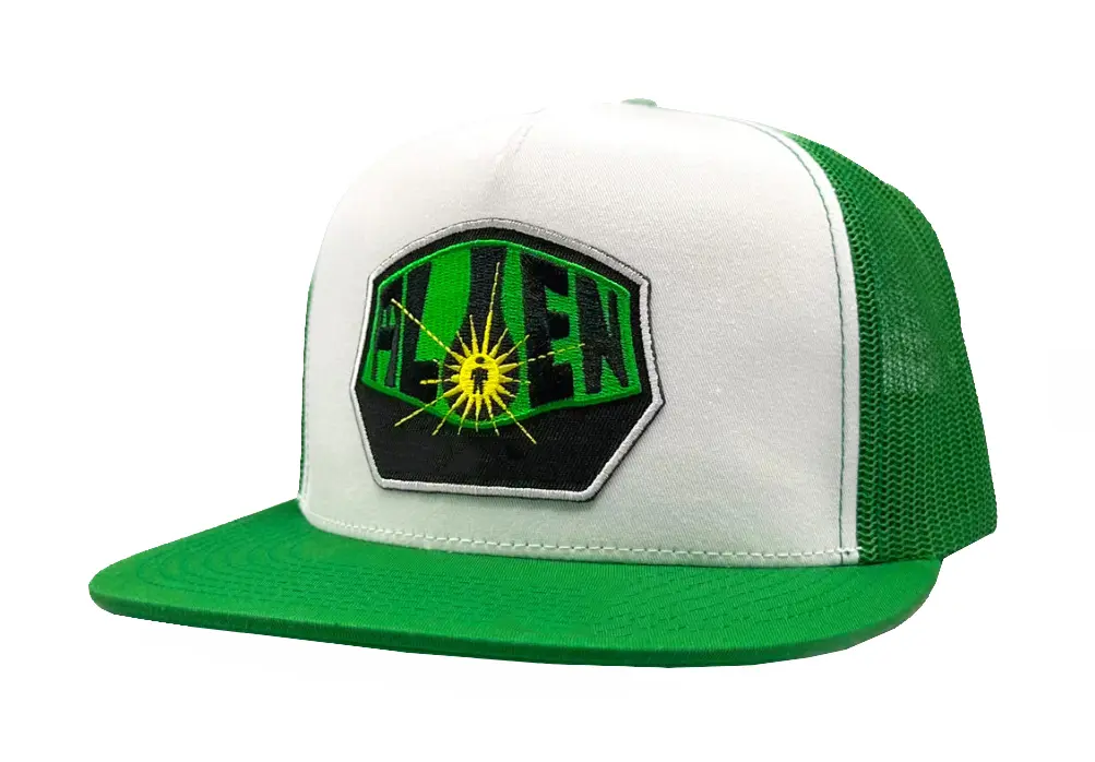 Wholesale Custom Logo Fashionable Gorras Trucker Hat 5-Panel Flat Brim High Quality Green Color High Profile Trucker Hat 3