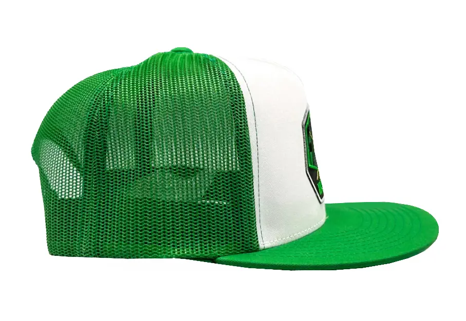 Wholesale Custom Logo Fashionable Gorras Trucker Hat 5-Panel Flat Brim High Quality Green Color High Profile Trucker Hat 4