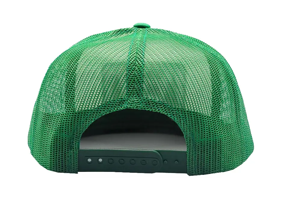 Wholesale Custom Logo Fashionable Gorras Trucker Hat 5-Panel Flat Brim High Quality Green Color High Profile Trucker Hat 6