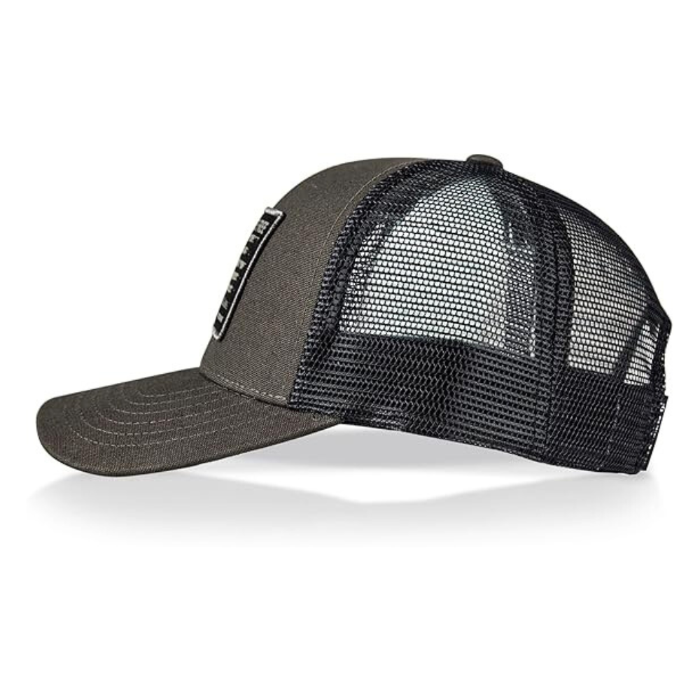 Wholesale Dark Brown/Black Trucker Hat 6 Panel Custom Logo Patch Embroidery/Woven/Leather/PVC Curve Brim Tag on Snapback Closure 4
