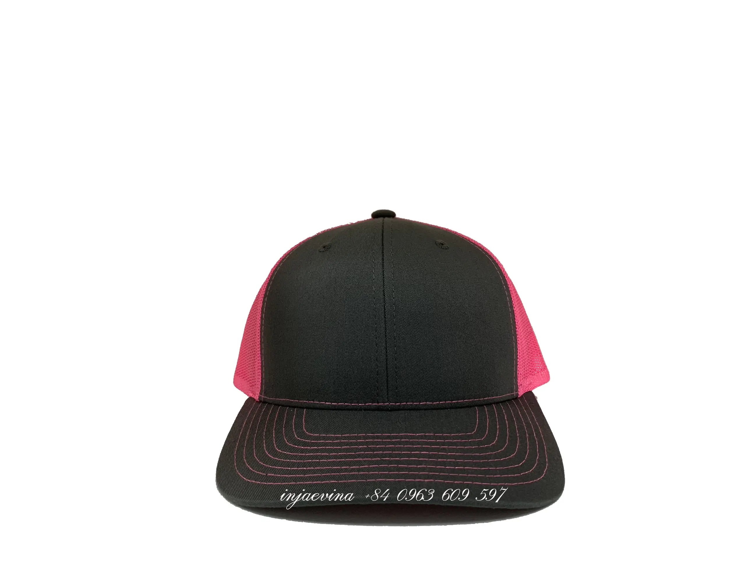 Wholesale Dark Gray/Pink Trucker Hats Custom Snapback Caps Hat Custom Design Logo Vietnam Promotional Hat Sports Cap for Man 2