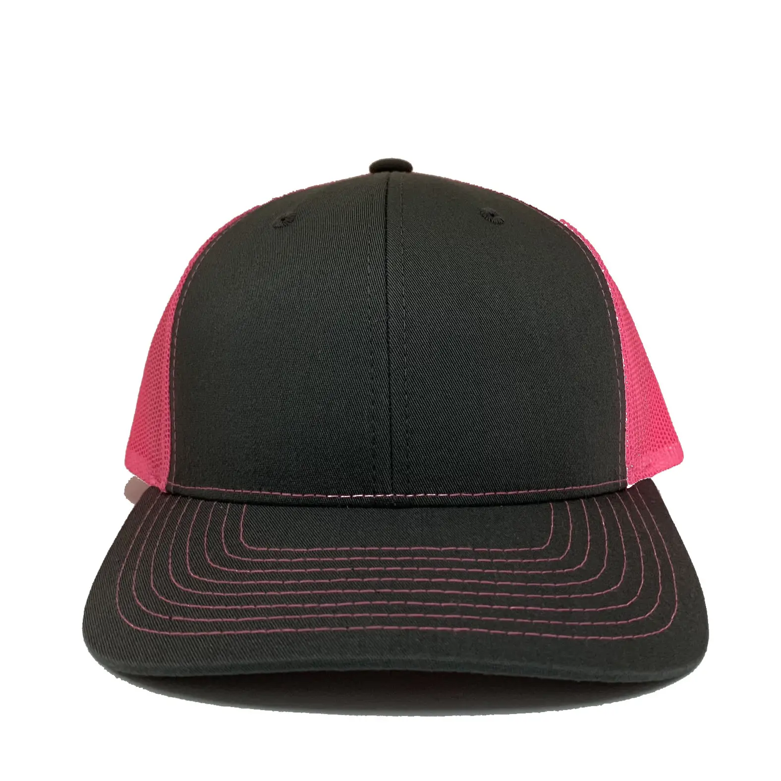 Wholesale Dark Gray/Pink Trucker Hats Custom Snapback Caps Hat Custom Design Logo Vietnam Promotional Hat Sports Cap for Man