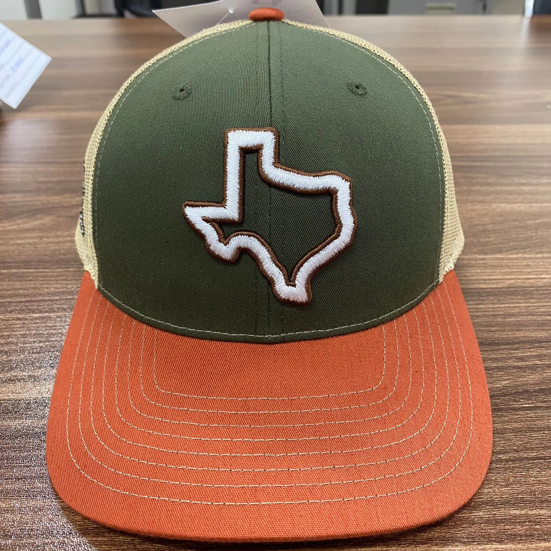 Wholesale Embroidered Texas Logo State Outline Dad Hat Baseball Cap Olive Green Trucker Hats Snapback Vietnam Caps