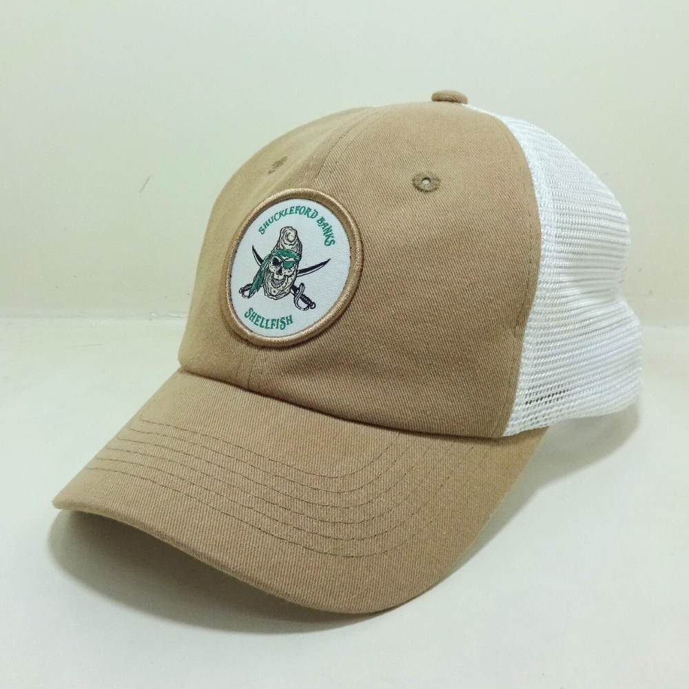 Wholesale Embroidery Custom Logo Baseball Trucker Caps Hats 6 Panel Light Brown White Mesh Eyelet on Front Side for All Ages 2